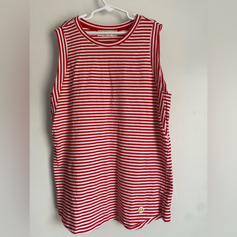 Michael Kors Red and White Striped Top
